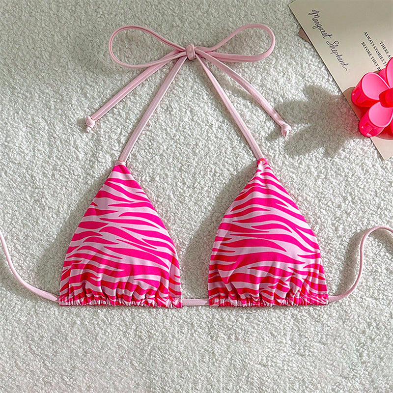 Damen Triangel-Bikinioberteil mit modischem Zebra-Muster EB