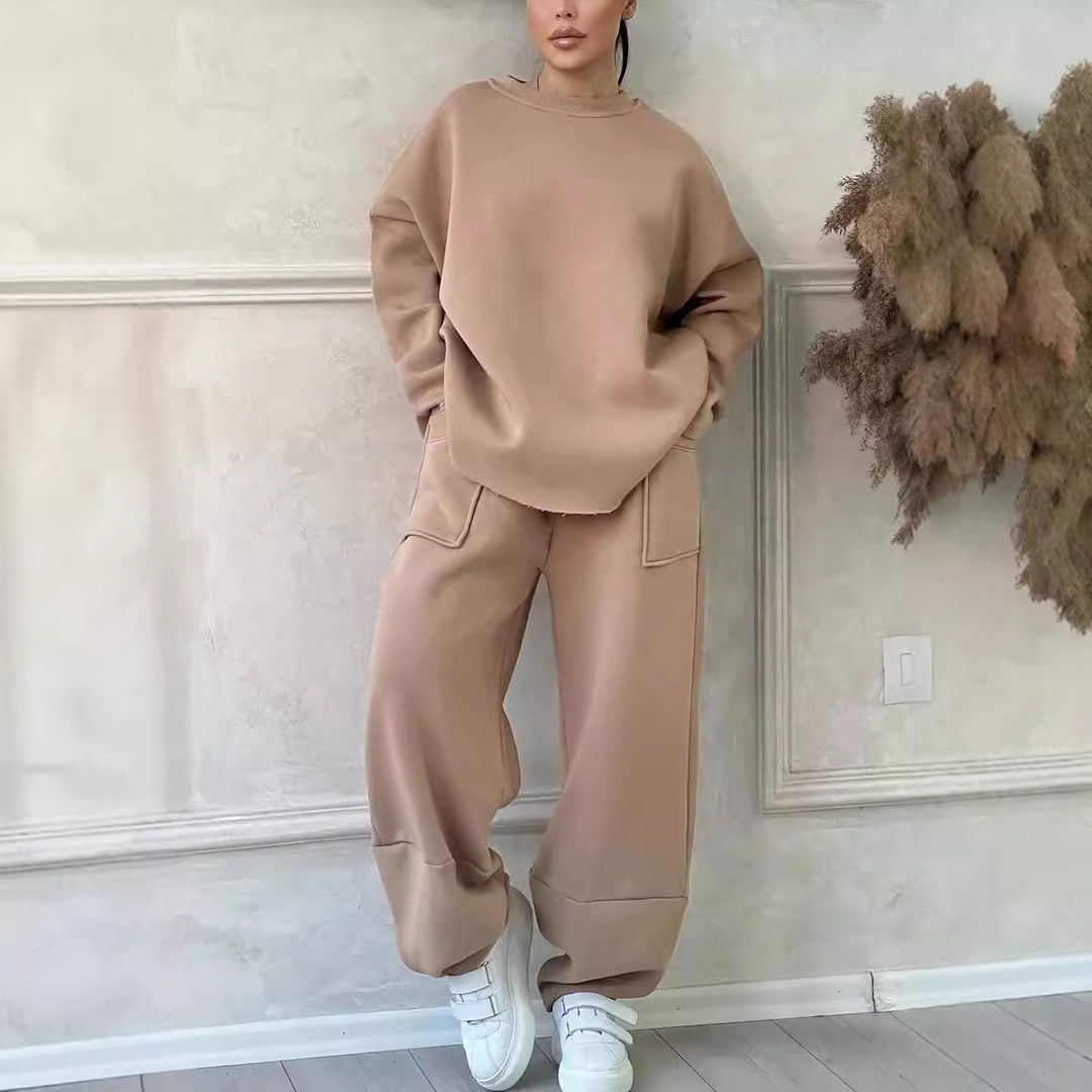 Damen Cozy Oversized Sweat-Set mit geräumigen Taschen und angenehmem Schnitt EB