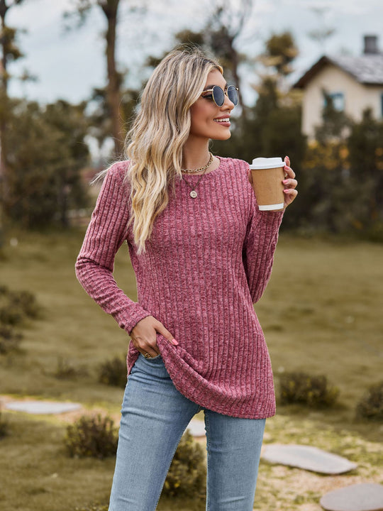 Damen Feinstrickpullover mit geripptem Design und lässigem Schnitt EB