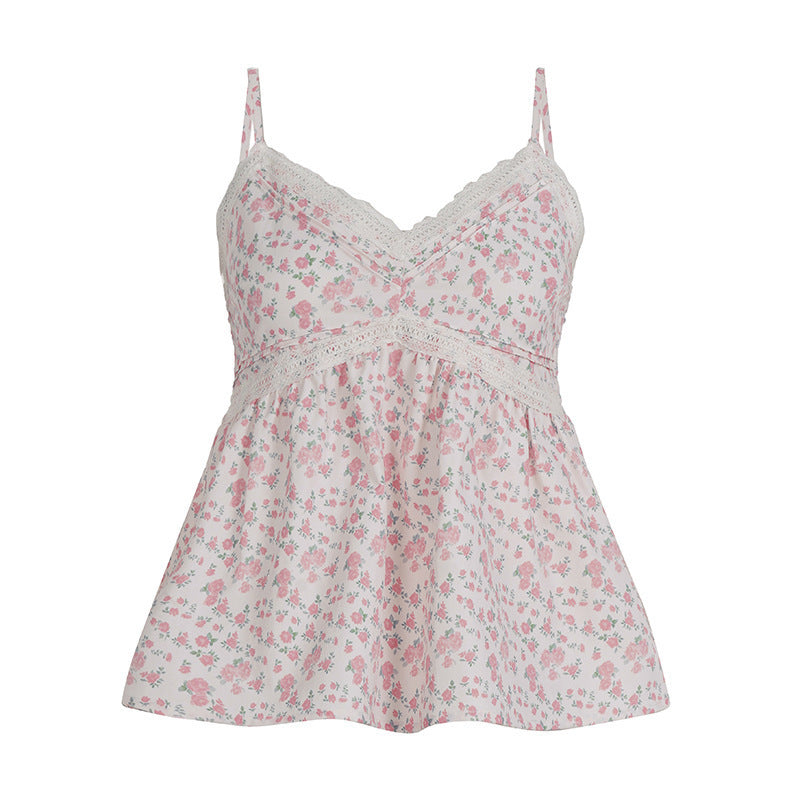 Damen Spitzen-Cami-Top mit floralem Design und lockerem Schnitt EB