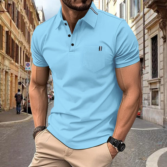 Herren Polohemd mit modernem Schnitt und Brusttasche EB