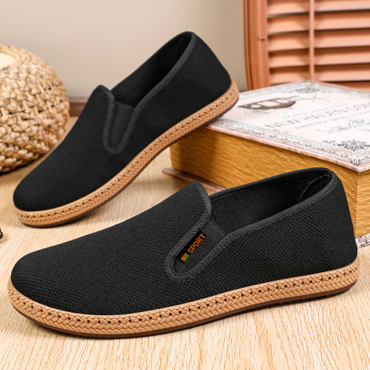 Herren nan leichter Slip-On Freizeitschuh aus atmungsaktivem Strick mit geflochtener Leichtsohle EB