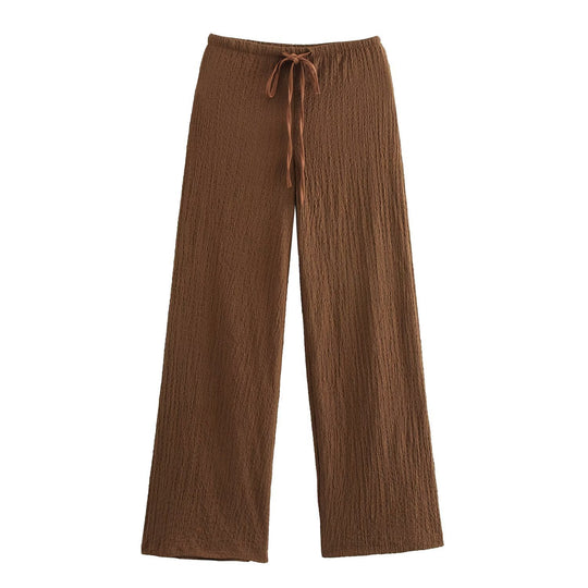 Damen nan leichte Crinkle-Loungebuxe mit weitem Bein und Tunnelzug EB