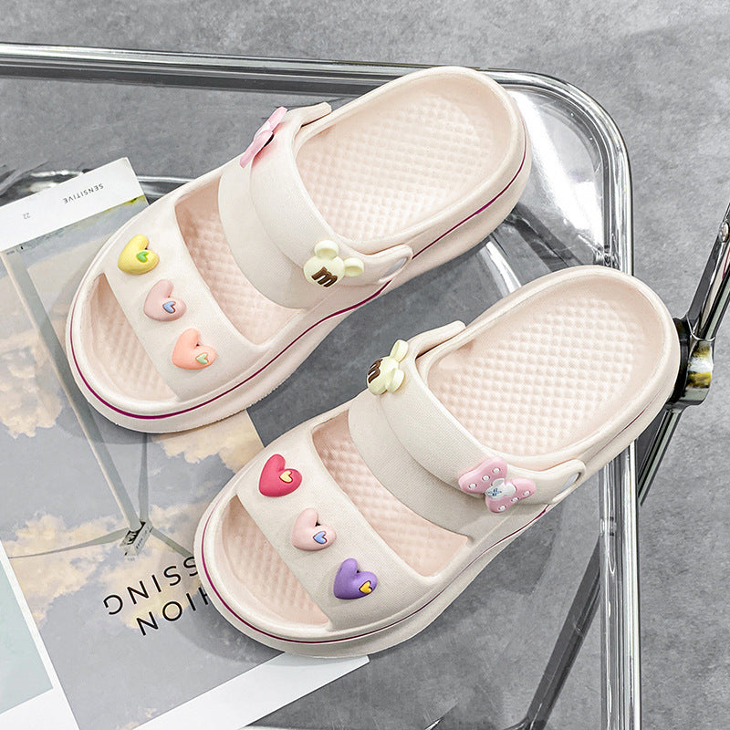 Damen trendige und bequeme Clogs mit bunten Verzierungen EB