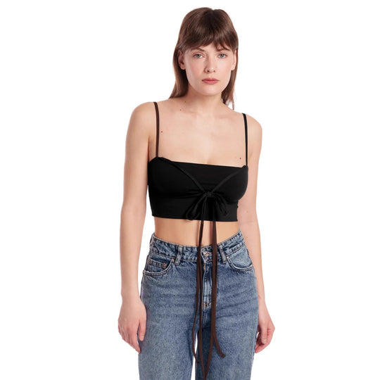 Damen Crop-Top mit schmalen Trägern und innovativem Schnitt EB