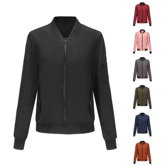 Damen nan leichte Bomberjacke mit Ärmeltasche, kontrastbündchen und sportiver Passform EB