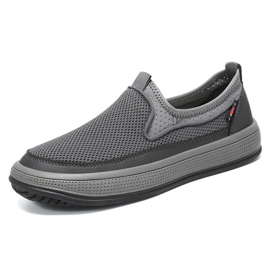 Herren nan atmungsaktiver Slip-On Mesh-Sneaker mit elastischem Einstieg und perforierter EVA-Plateausohle EB