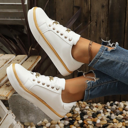 Damen Modische und bequeme Sneakers aus hochwertigem Leder EB