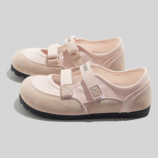 Damen Komfortable Ballerinas mit verstellbarem Riemen und rutschfester Sohle EB