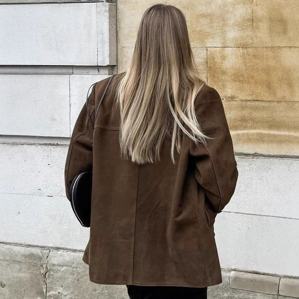 Damen elegante Wildlederjacke im modernen Schnitt EB