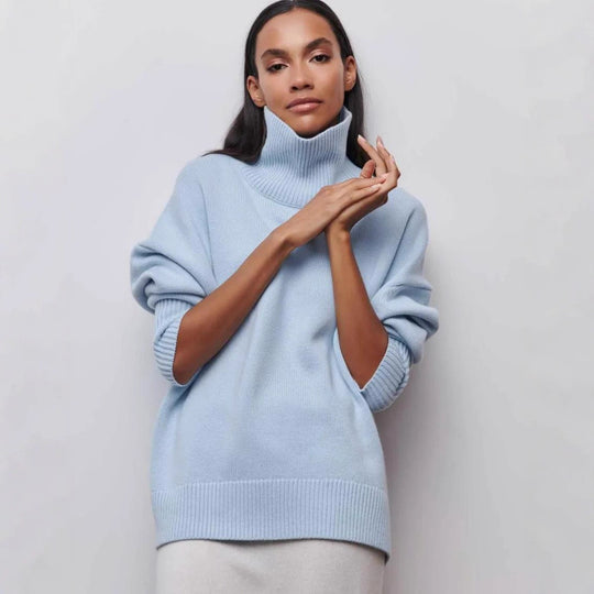 Damen Oversized Rollkragenpullover aus weichem Strick EB