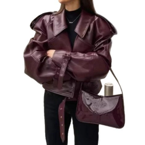 Damen modische Kunstlederjacke EB