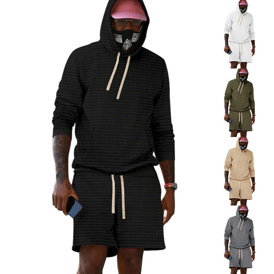 Herren Sportiv gestepptes Hoodie- und Shorts-Set EB