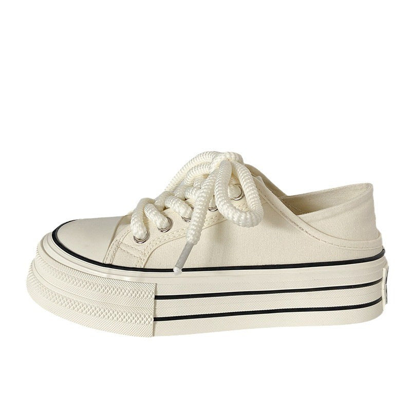 Damen Modische Sneaker mit dicker Sohle und geflochtenen Schnürsenkeln EB
