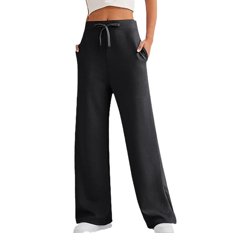Damen weite Sporthose mit elastischem Bund und praktischen Taschen EB