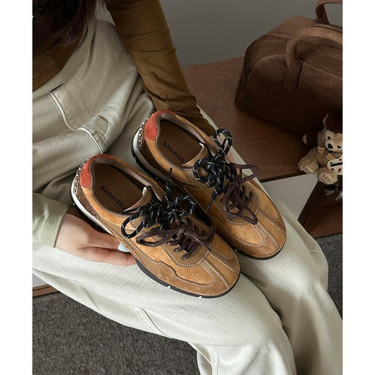 Damen modische Sneakers mit strapazierfähigem Wildleder und atmungsaktiver Sohle EB