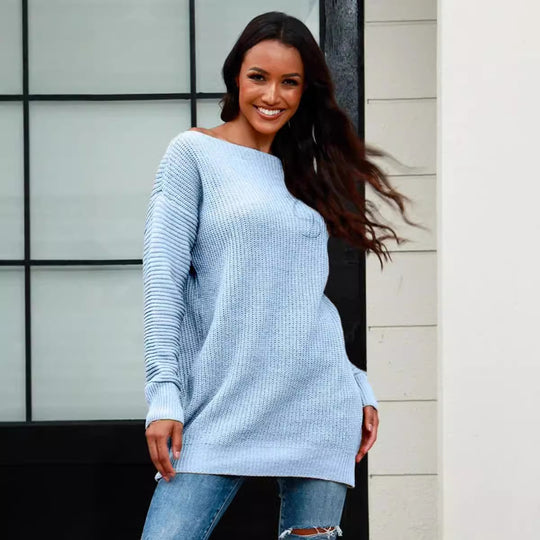 Damen Oversized Strickpullover mit Struktur und weitem Schnitt EB