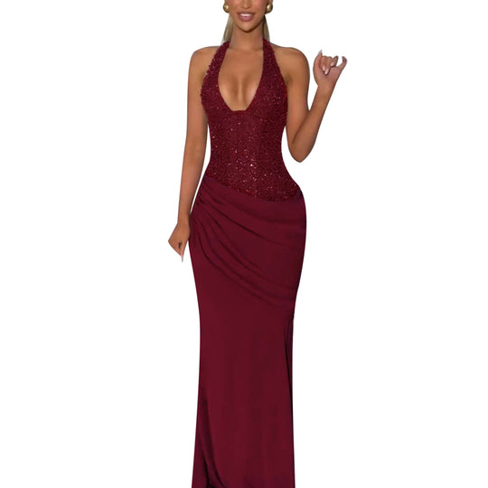 Damen Glamouröses Abendkleid mit funkelnden Pailletten und figurformendem Design EB