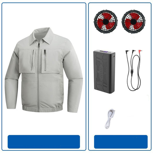 Herren nan belüftete Arbeitsjacke mit zwei diskreten USB-Lüftern und mühelosem Akkuanschluss EB