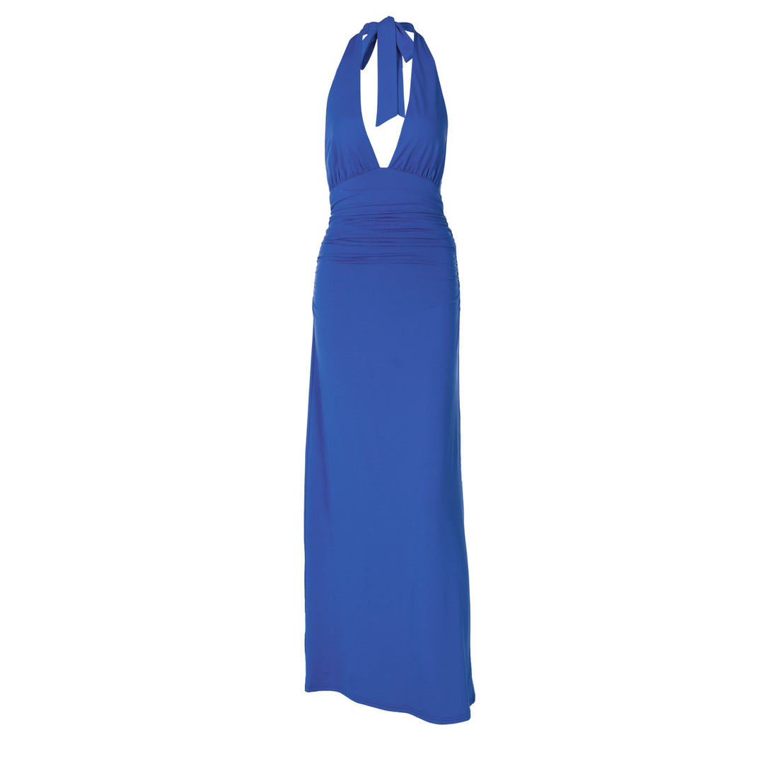 Damen Halter-Maxikleid mit eleganter Drapierung EB