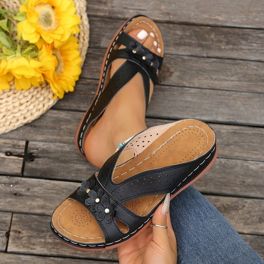 Damen Komfortable Sandalen mit floralem Dekor EB