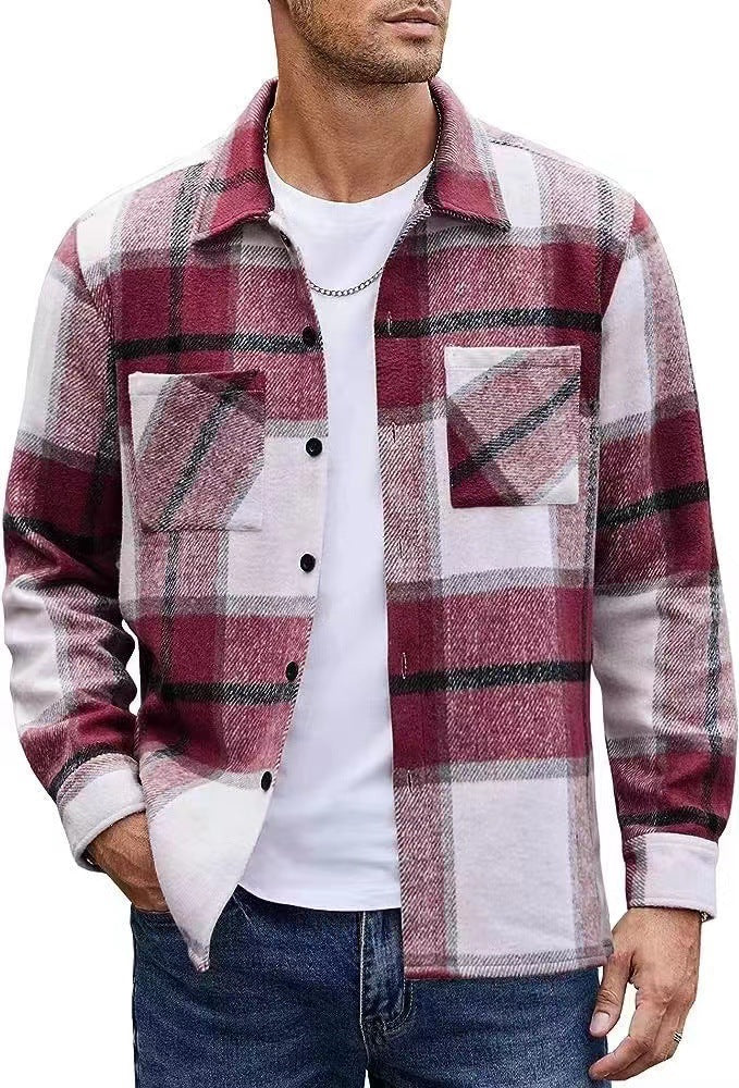 Herren lässige Karomuster Hemdjacke EB