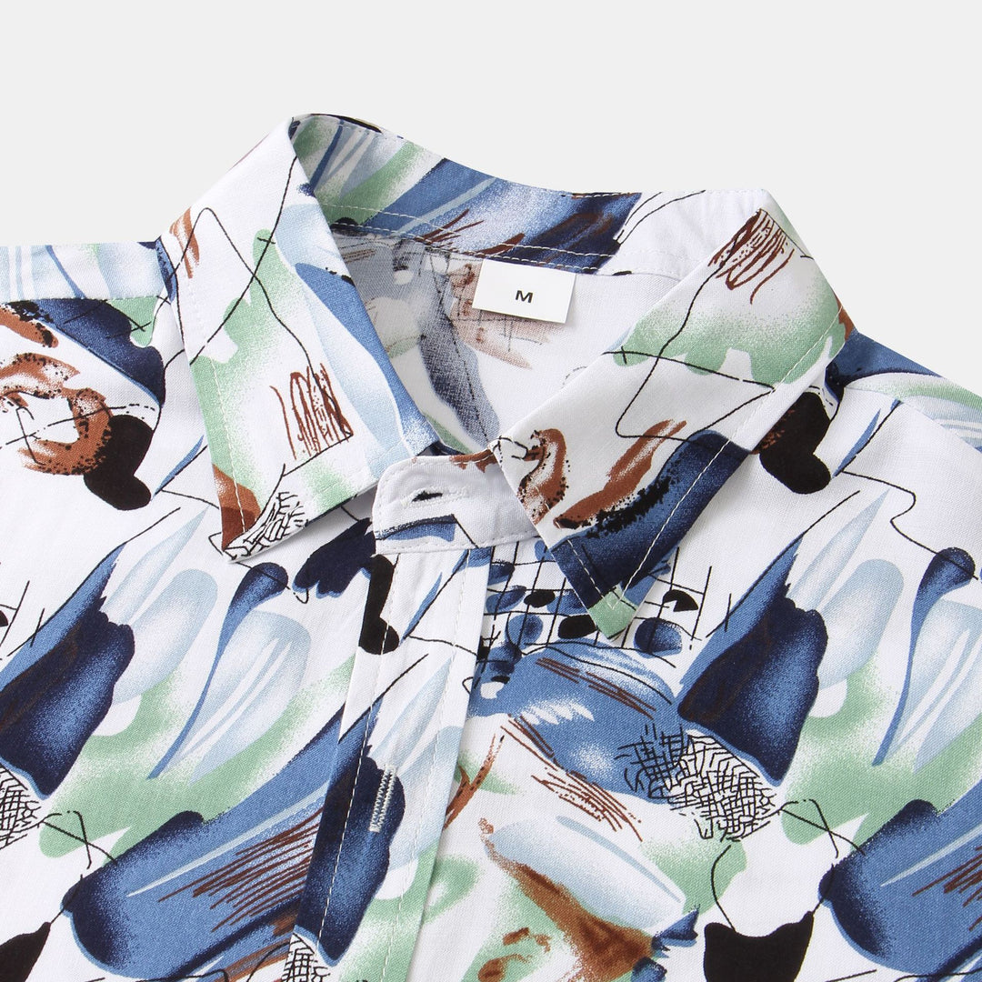 Herren Kurzarmhemd im kreativen Aquarell-Design EB