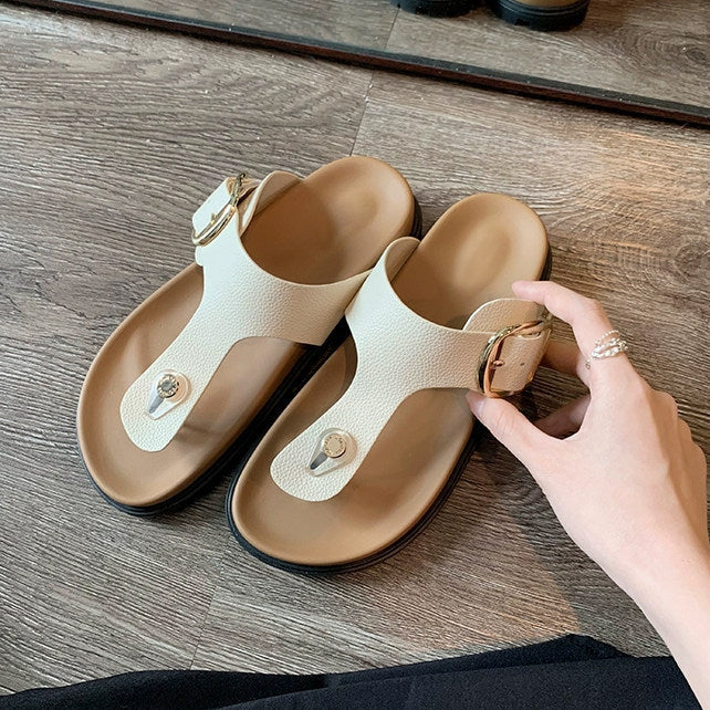 Damen Sandalen mit dekorativem Schnallenverschluss und komfortabler Fußbettgestaltung EB