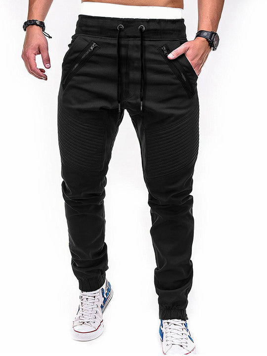 Herren Freizeit Jogginghose mit kontrastierenden Reißverschlusstaschen und elastischem Bund EB