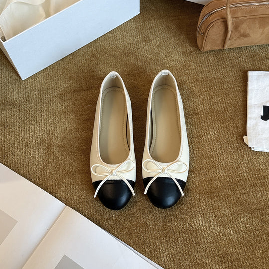 Damen Ballerinas mit modischem Schleifen-Detail und eleganter Farbkontrast EB