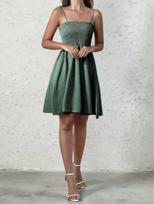 Damen Neckholderkleid mit luftiger Silhouette und feinem Punktmuster EB