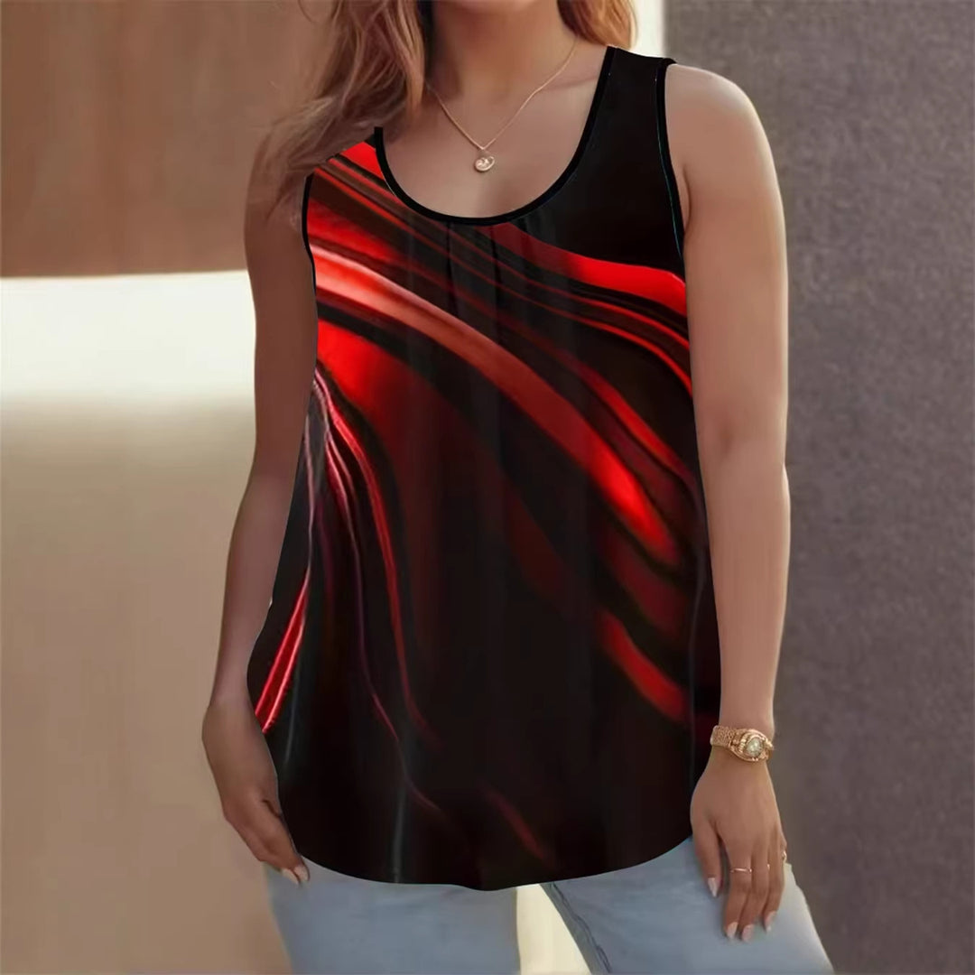 Damen Elegantes ärmelloses Oberteil mit modernem Wellendesign EB