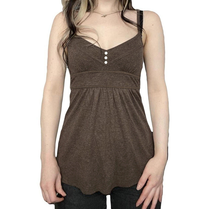 Damen Spaghetti-Trägertop mit eleganter Raffung EB