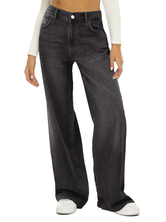 Damen Weit geschnittene High-Waist Jeans mit eleganter Passform EB