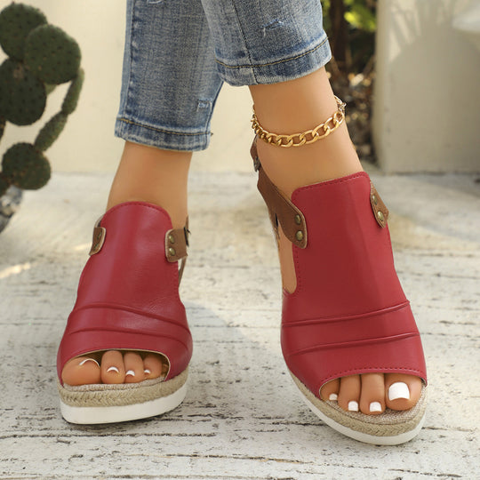 Damen modische Keilsandalen mit verstellbarem Riemen und hochwertiger Sohle EB