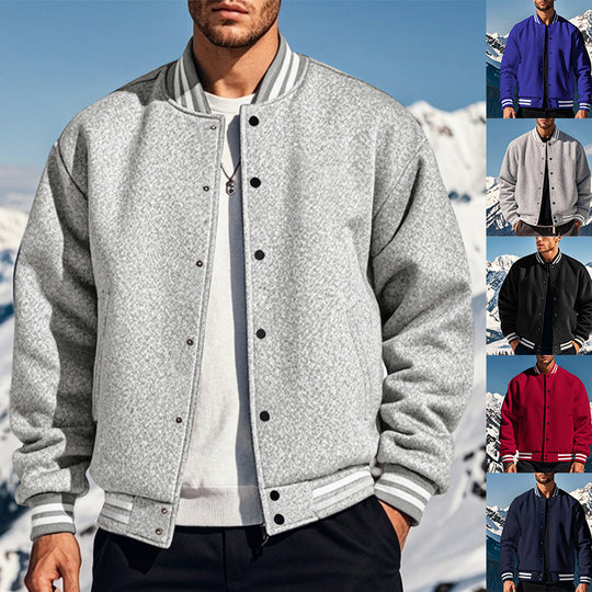 Herren nan stylische College-Varistyjacke mit geripptem Kragen, elastischen Bündchen und wärmender Thermowattierung EB