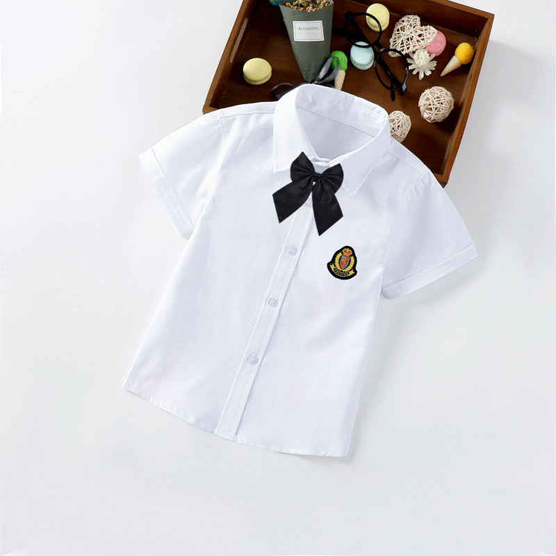 Jungen elegante kurzärmlige Bluse mit Fliege EB