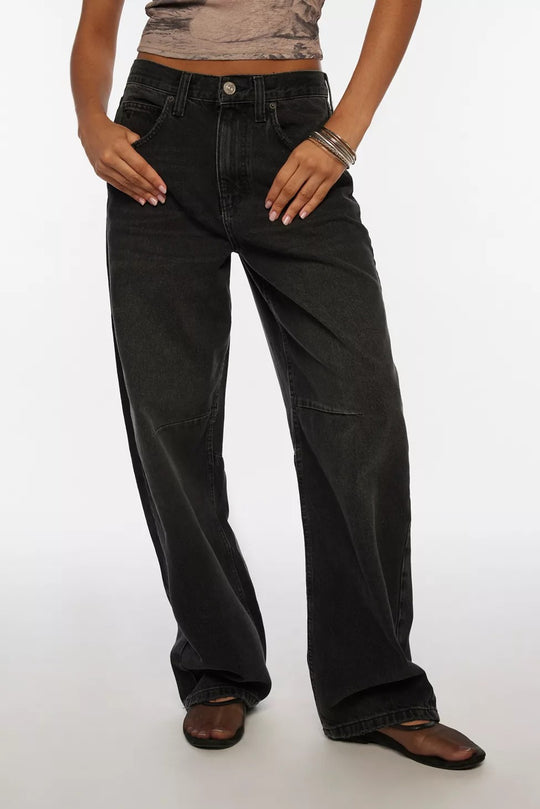 Damen nan hochgeschnittene weite Denimhose mit Kniepasse und extra weitem Bein EB