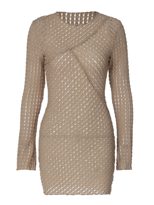 Damen elegantes Strickkleid mit raffiniertem Wickeldesign EB