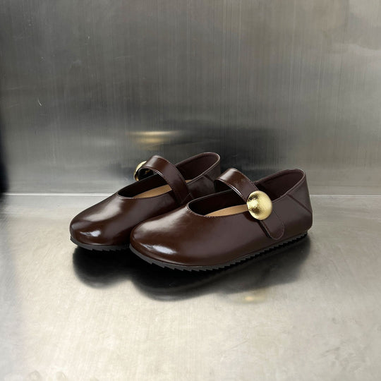 Damen Ballerinas mit elegantem Riemen und goldener Schnalle EB