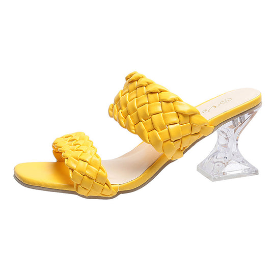 Damen elegante und modische Sandalen mit geflochtenem Design EB