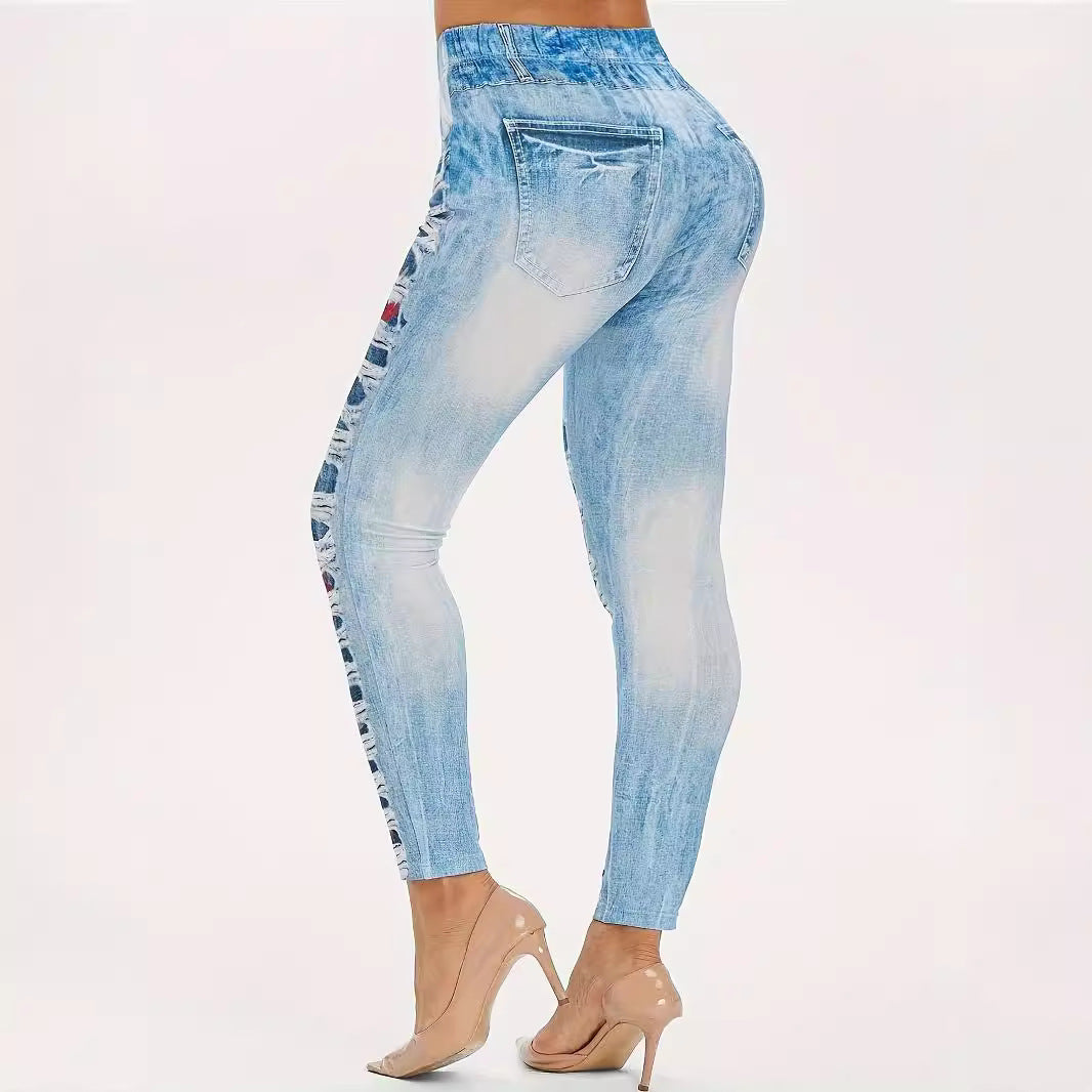 Damen Leggings mit coolen Destroyed-Details und hohem Bund EB