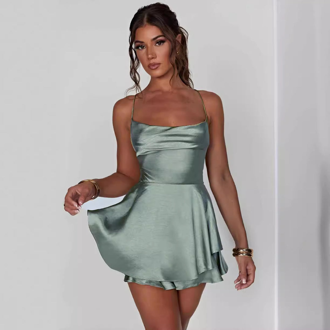 EB | Halter einfarbig Strapskleid kurz