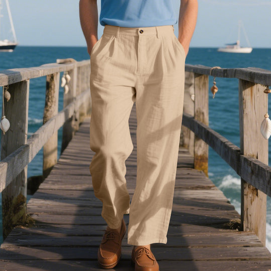 Herren elegante Freizeit-Hose mit weichem Stoff und weitem Schnitt EB