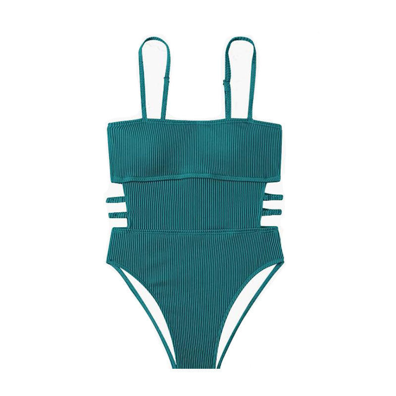 Damen Einteiler Badeanzug mit elegantem Rippendesign und figurschmeichelnder Silhouette EB
