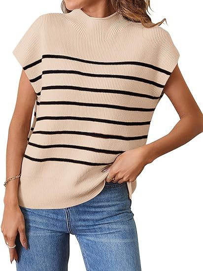 Damen lässiges gestreiftes Strickoberteil im modernen Schnitt EB