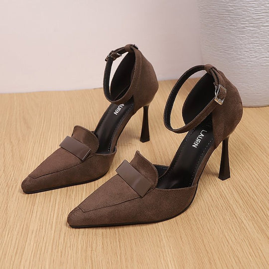 Damen Elegante High-Heel Sandalen mit verstellbarem Knöchelriemen EB