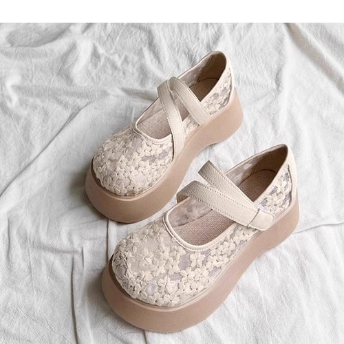 Damen modische Ballerinas mit floralem Design und dämpfender Sohle EB