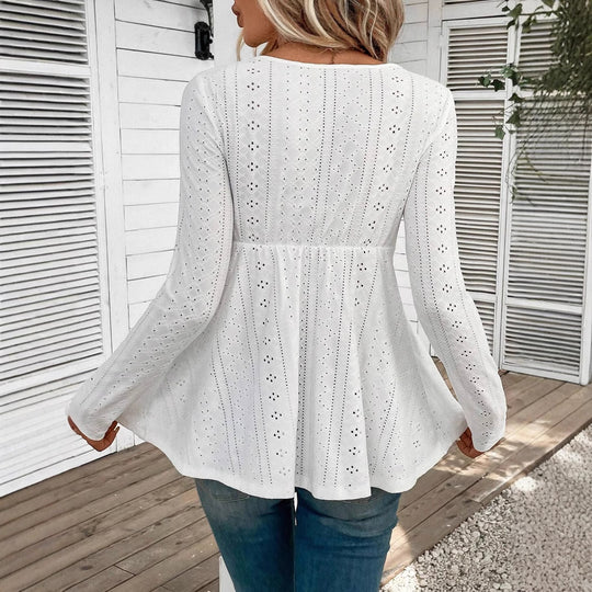 Damen Bluse mit romantischen Häkel- und Spitzelementen EB