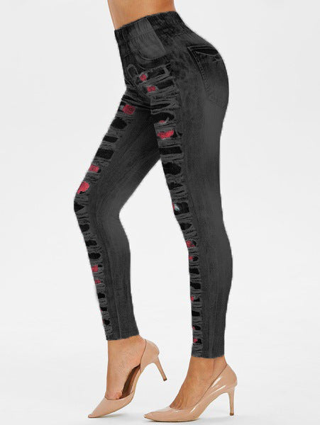 Damen Leggings mit coolen Destroyed-Details und hohem Bund EB